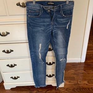 Express Fringed/ Ripped Jeans- Stretch size 2 gently worn